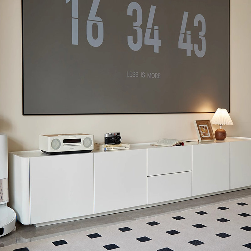 Meuble télé avec rangement crème, 70.86''