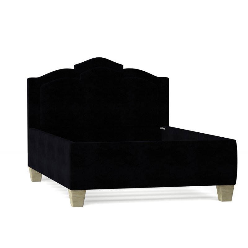 Sheila Upholstered Bed, King, Bella Black Performance Velvet, Natural