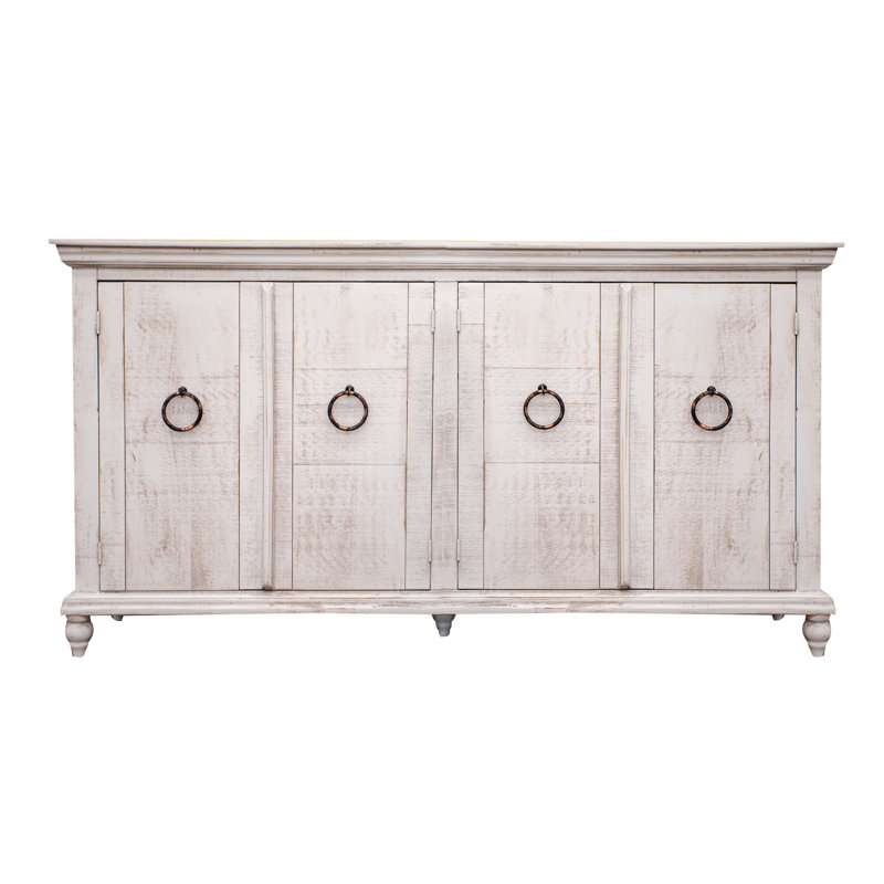 Console en bois massif 73,25 po Bisceglia, Ivoire
