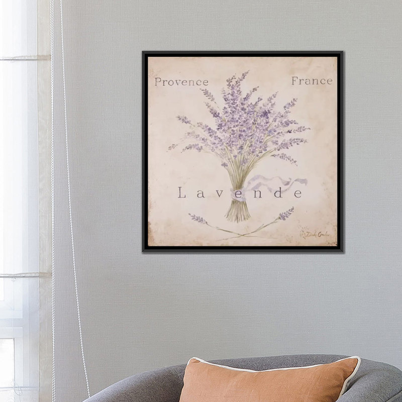 « Lavende Panel », reproduction d'art sur toile tendue, H 18 po x l 18 po x P 1,5 po, Toile avec cadre noir, Pas de tapis