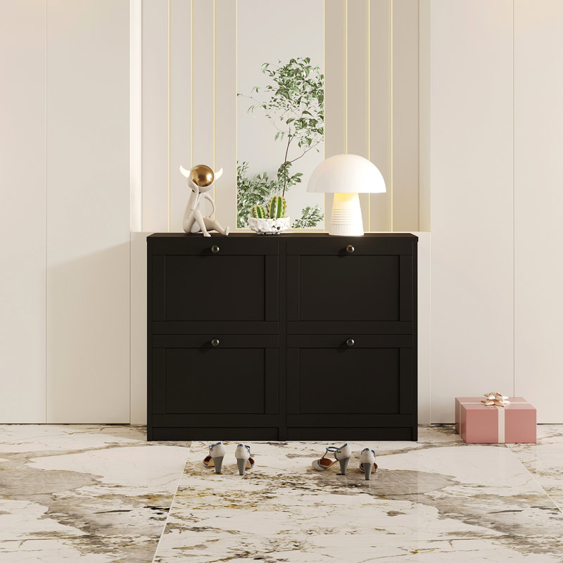 Josy 16 Pair Shoe Storage Cabinet, Black