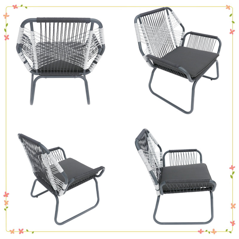 Chaise de patio grise tissée grise (ensemble de 2)