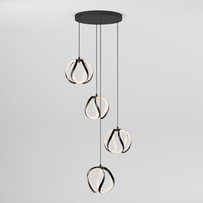 4 - Light Matte Black LED Cluster Pendant