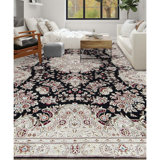 Hand-Knotted High-Quality Black and Taupe Area Rug