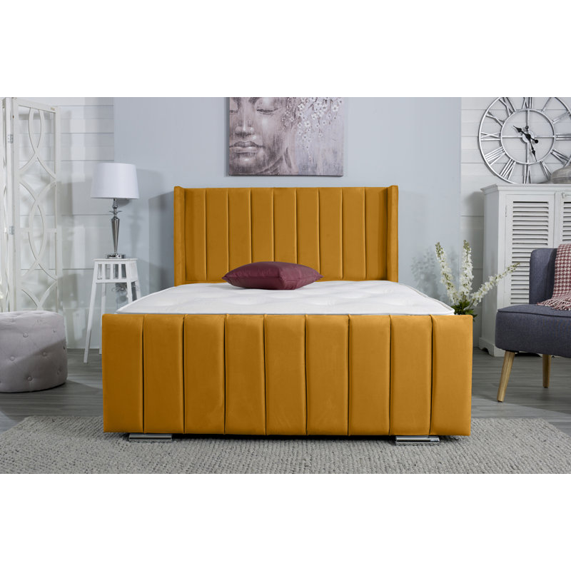 Apperton Upholstered Bed Frame, Mustard, Kingsize (5')