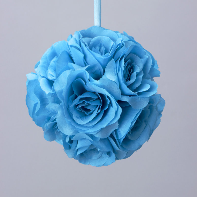 Boule de fleurs de pomander, Turquoise, H 6 po x l 6 po x P 6 po