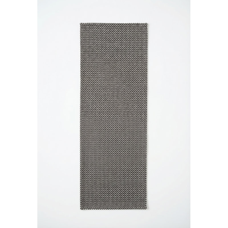 Black and White Herringbone Bay Indoor Outdoor Table Runner 14x72