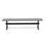 L'ensemble de table de salle à manger 6 pièces contient une table rectangulaire en bois avec pieds en X et 4 chaises rembourrées en tissu de lin noir avec un banc, noir brossé-2053751127-2117132223-2117132221