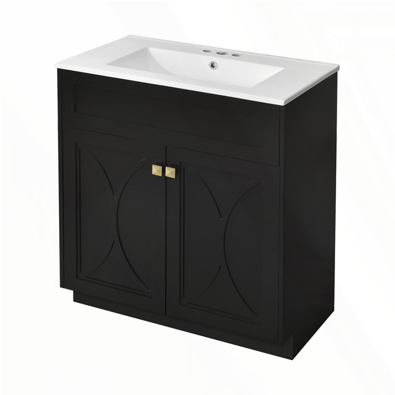 30'' Bathroom Vanity with Ceramic Sink, Black