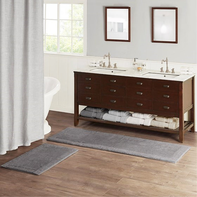Tapis de bain réversible 100% coton 3000 g / m² touffeté gris anthracite 21 po x 34 po