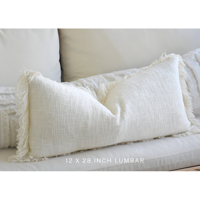 India Chic 100% Cotton Throw Square Pillow Cover, Ivory, 12" x 28"