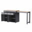 Îlot de cuisine 74,5 po avec table de salle à manger extensible, îlot de cuisine sur roulettes avec support à épices et 2 tiroirs, armoire à 4 portes, pour la cuisine, la salle à manger, gris (un paquet)-1338399809