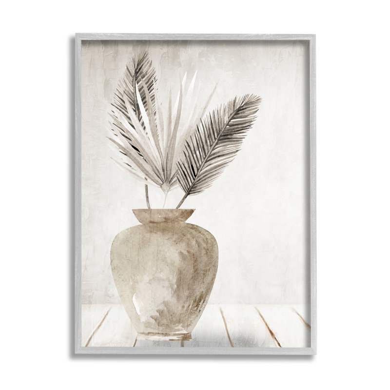 Bb-228-Encadré de frondes botaniques rustiques encadrées sur bois par Kim Allen, H 20 po x l 16 po x P 1,5 po