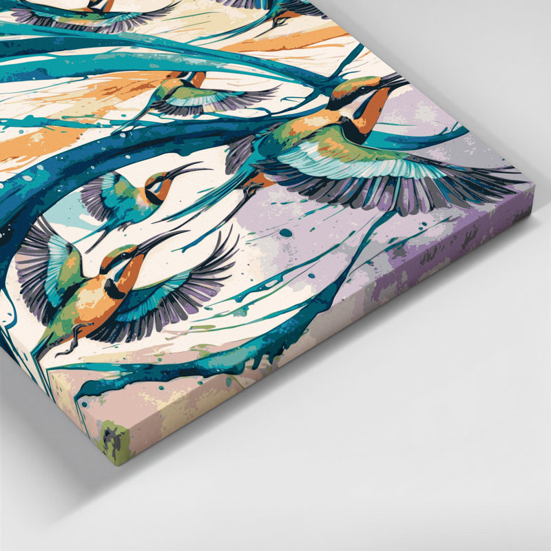 «Birds Rainbow Bee Eater», art mural sur toile beige, H 20 po x l 24 po