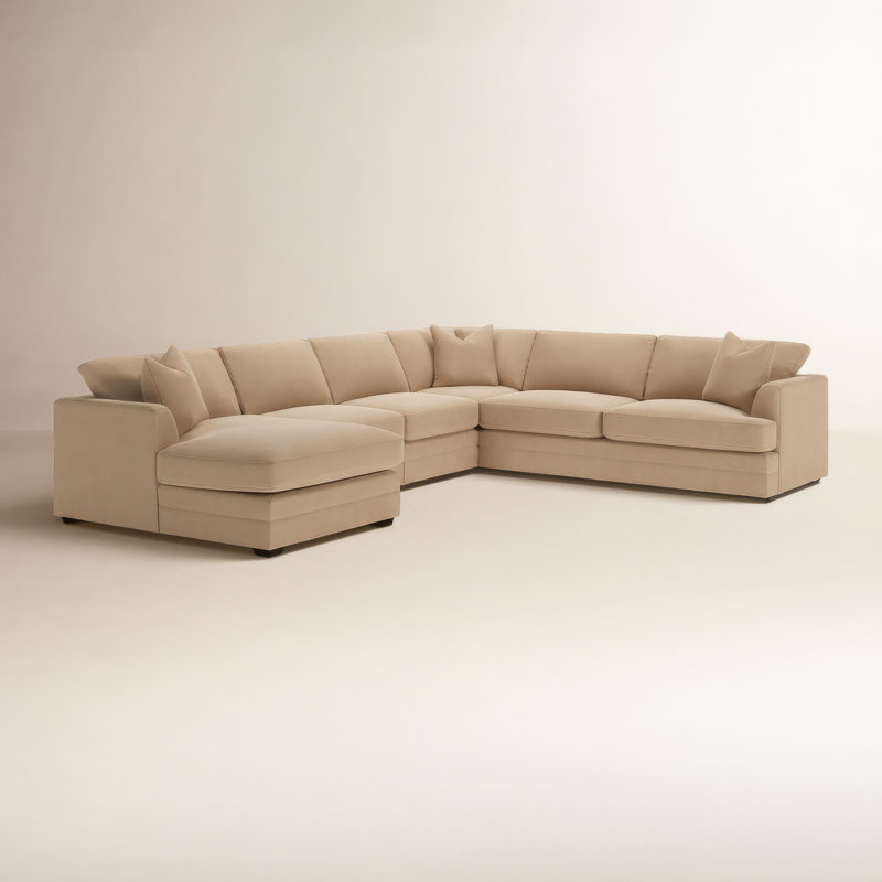 Edan 5-Piece Upholstered Sectional, Left Hand Facing, Bella Toast Performance Velvet