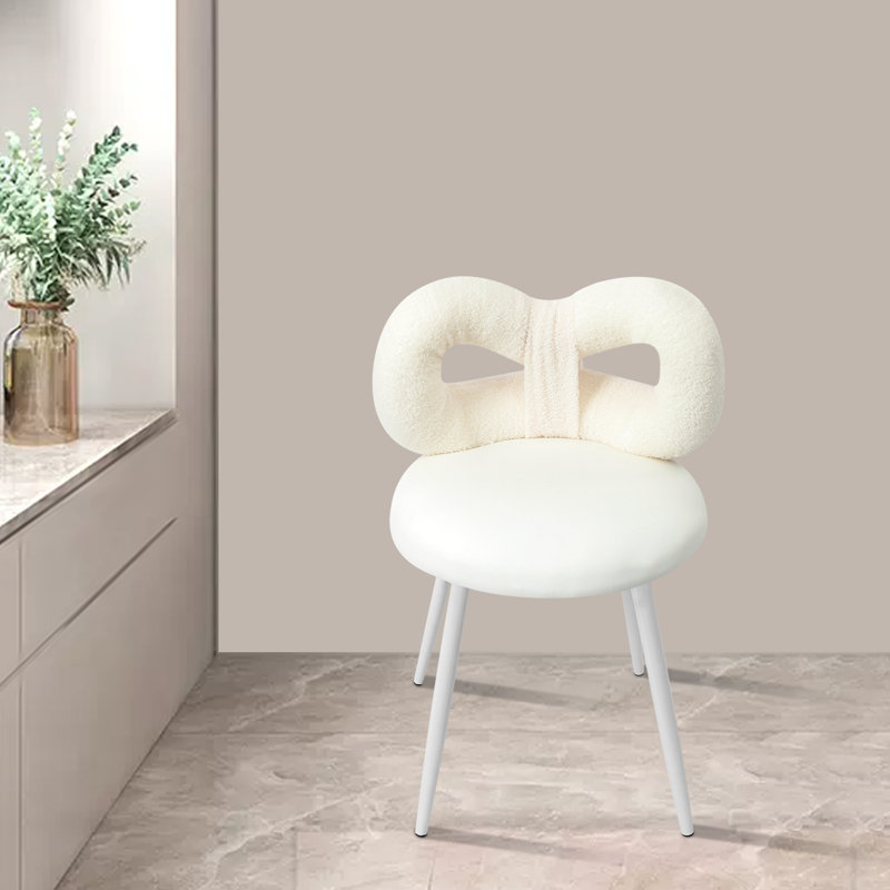 Fauteuil de maquillage avec coussin et dossier moelleux, Blanc