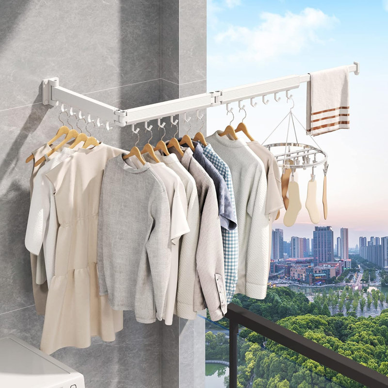 White Foldable Wall-Mounted Drying Rack