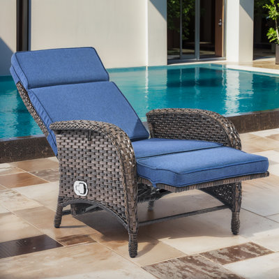 Gaetanino 60" Outdoor Wicker Poolside Reclining Single Chaise Lounge With Cushion by Red Barrel Studio