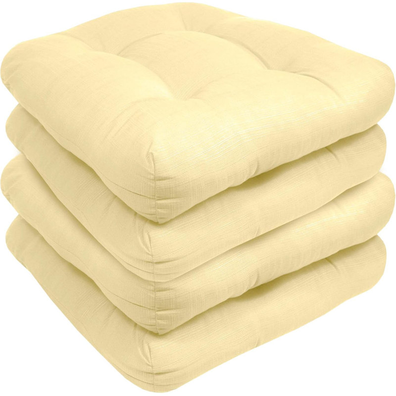 Coussins de siège de patio rembourrés et rembourrés de fibres de qualité supérieure avec coussins d'assise rembourrés de fibres de qualité supérieure de qualité supérieure de 19 po x 19 po x 4 po, paquet de 2, couleur jaune