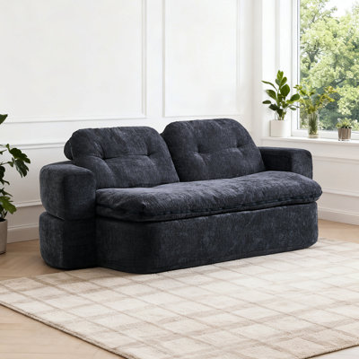 Lit convertible, tissu de velours côtelé, rembourrage en mousse, sans montage, à matelasser, 2 oreillers, gris-brun, idéal pour les petits espaces et les appartements modernes et compacts.