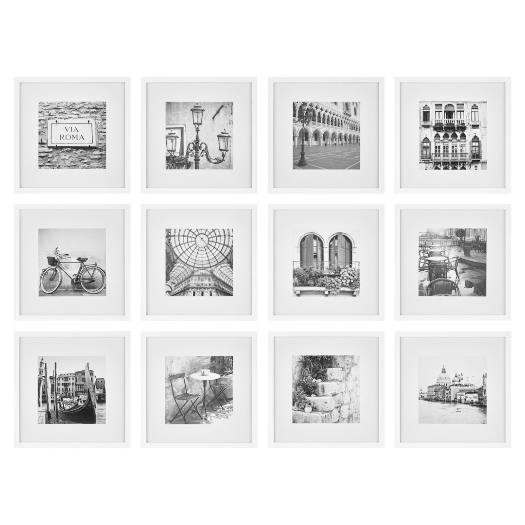 Gallery Perfect 12" x 12" Photo Gallery Wall Matted Picture Frame Set (Set of 12) Gallery Perfect 