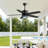 Cissline 52" Black Waterproof Ondoor/Iutdoor Ceiling Fan with Light Kit and Remote Control for Patio/Gazebo