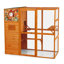 Grande clôture extérieure pour chat de 70 po de hauteur, 4 fenêtres, 2 salles de repos, plateformes, toit imperméable, orange avec motifs colorés pour l'interaction verrouillable et la sieste