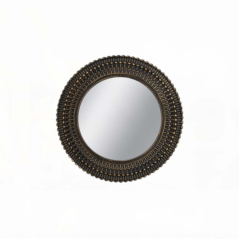 Miroir d'appoint en bois avec texture tissée
