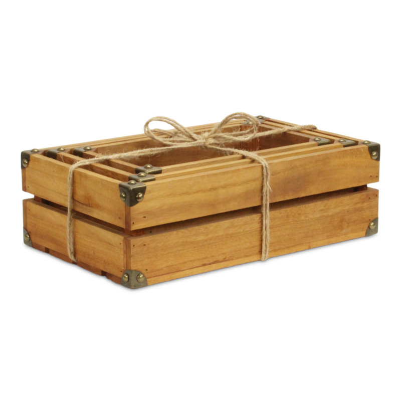 Union Rustic Solid Wood Crate, Medium Brown