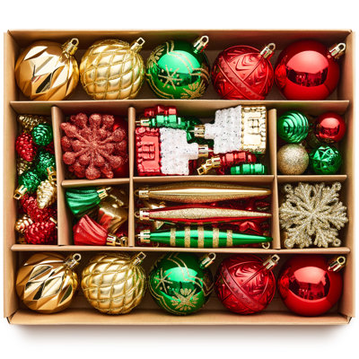 Christmas Ball Ornaments Set - Shatterproof Christmas Tree Ornaments with 10 Large 6cm Balls and Hanging Décor, Assorted Xmas Decorations for Tree, Wreath, Garland, Home Party Holiday Décor