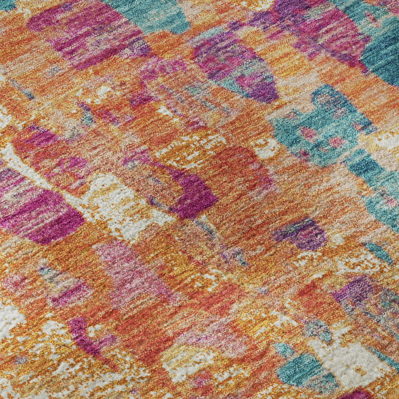 Tapis abstrait lavable à la machine de qualité supérieure Mayfield, 9 pi x 12 pi, Rosé