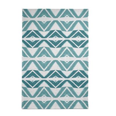 Tapis bleu sarcelle à chevrons