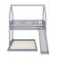 House Bunk Bed With Slide, Wood Twin Over Full L-Shape-958026095