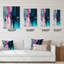 Horloge murale moderne bleue et rose-99634403