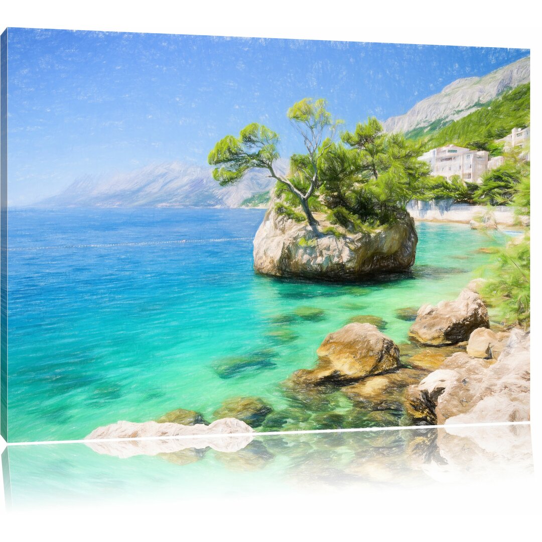 Leinwandbild „Wunderschöner Dalmatiastrand in Kroatien“, Grafikdruck