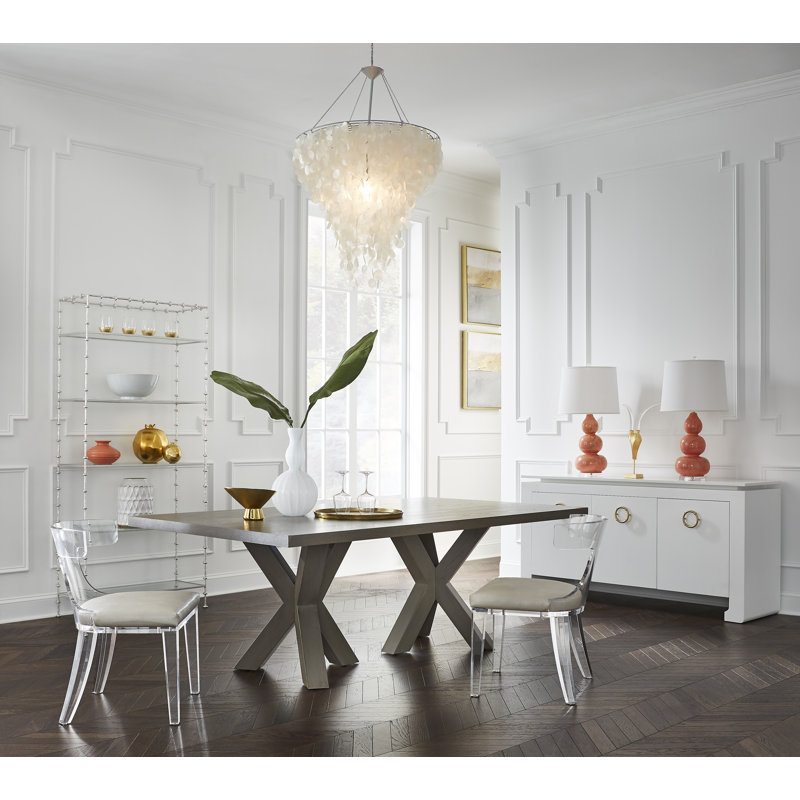Chateau Smoke Grey Hardwood Double Pedestal Dining Table