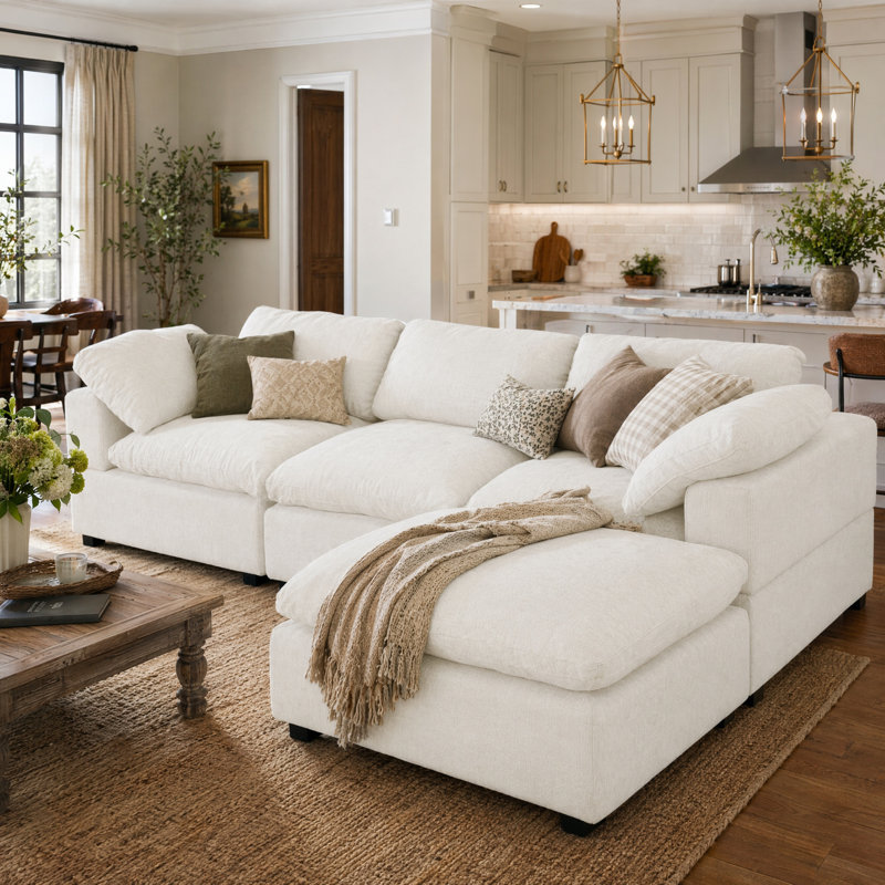 Canapé modulaire Alyciana, Polyester beige