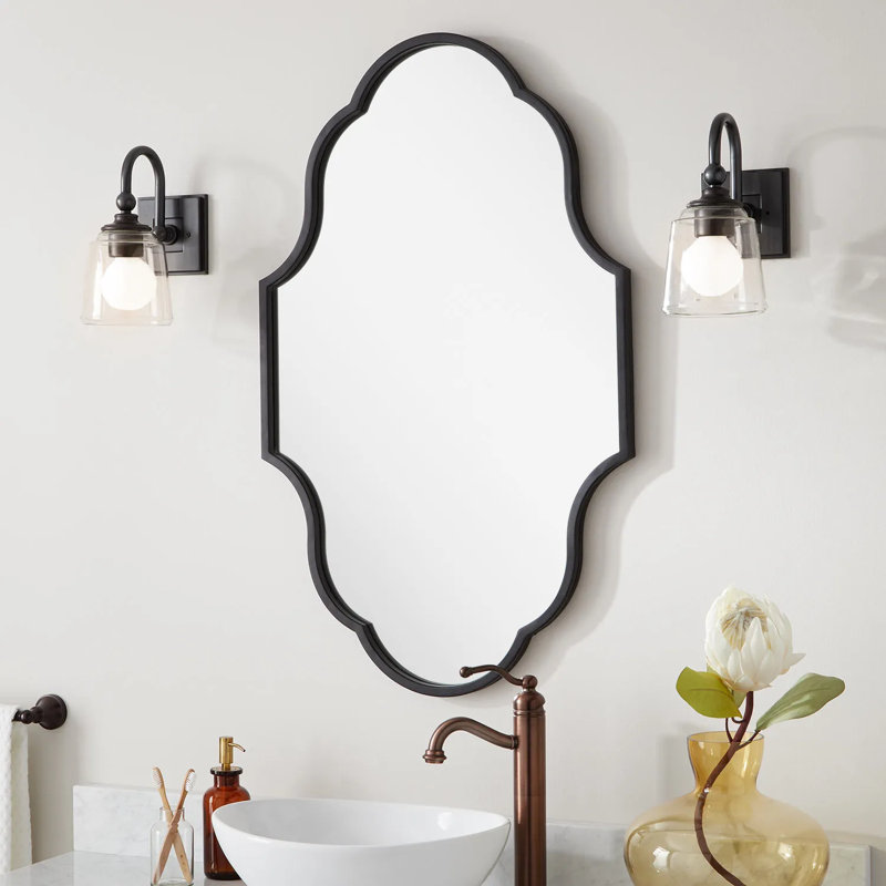 Lucido Decorative Bathroom Vanity Mirror, Black Powder Coat