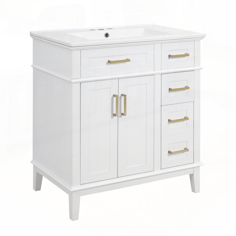 Meuble-lavabo élégant avec rangement avancé et lavabo durable pour espaces compacts, Blanc