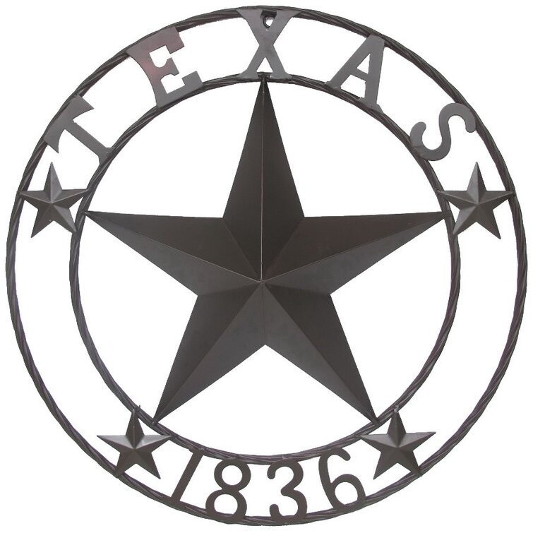 Metal Western Texas Lone Star 1836 Circle Sign Wall Mounted Outdoor Décor