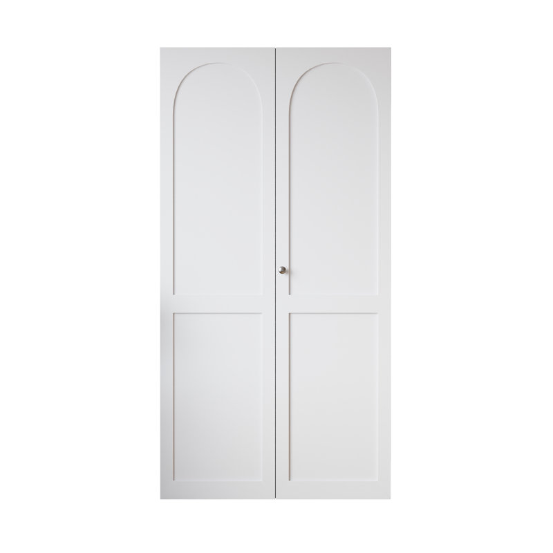 Porte de placard pliante cintrée, apprêtée blanche, 76 cm (L) x 203 cm (H), âme pleine, avec trousse de quincaillerie d'installation