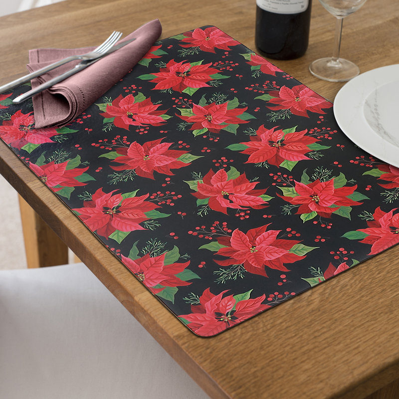 Napperon en plastique multi poinsettias - ensemble de 12