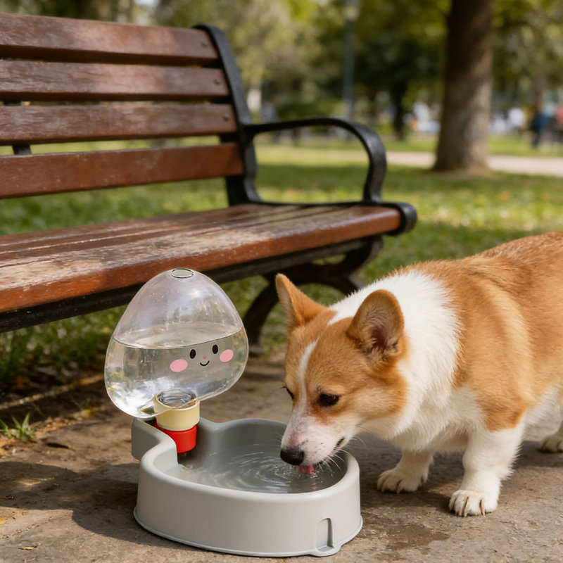 Distributeur d'eau d'extérieur pour animaux de compagnie pour chats et chien avec bouteille étanche, 6,81 x 5,74 po, blanc