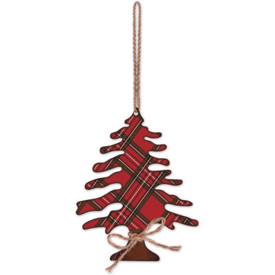 Plaid Tree Ornament - Set of 4