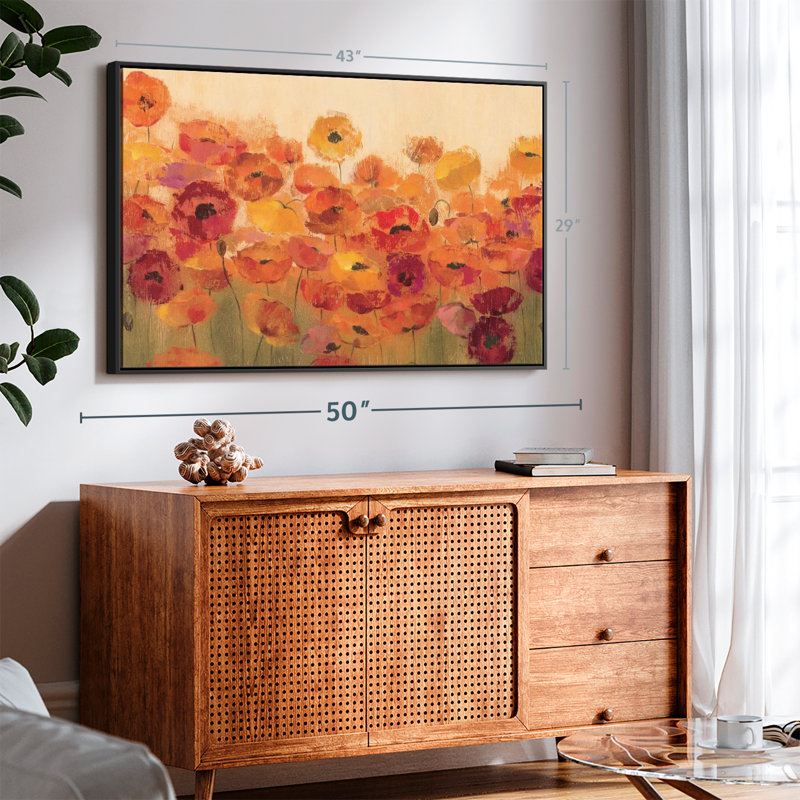 Abstrait "Coquelicots d'été", H 43 po x l 29 po