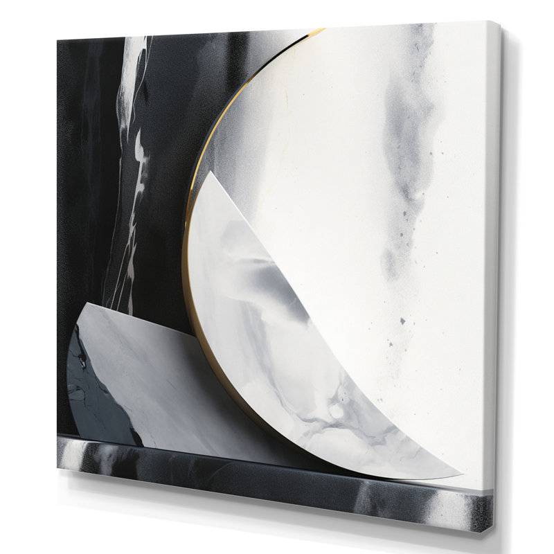 «Black and Gold Harmony Of Marble II», reproduction sur toile abstraite en marbre, H 16 po x l 16 po x P 1 po, Toile tendue