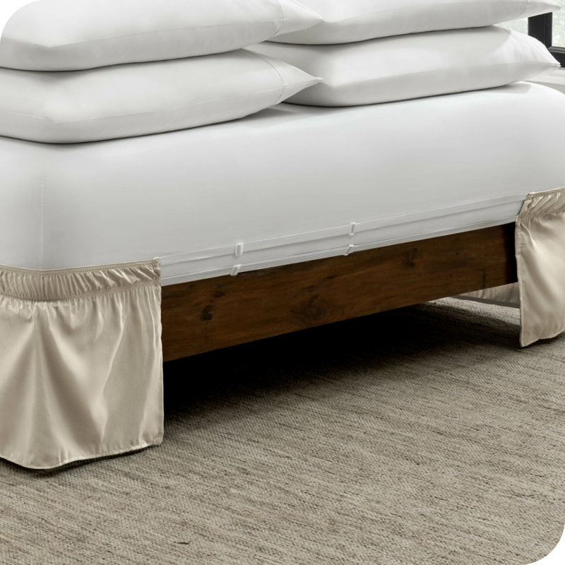 Twin Sand Polyester Ruffled Wrap Around Bed Skirt