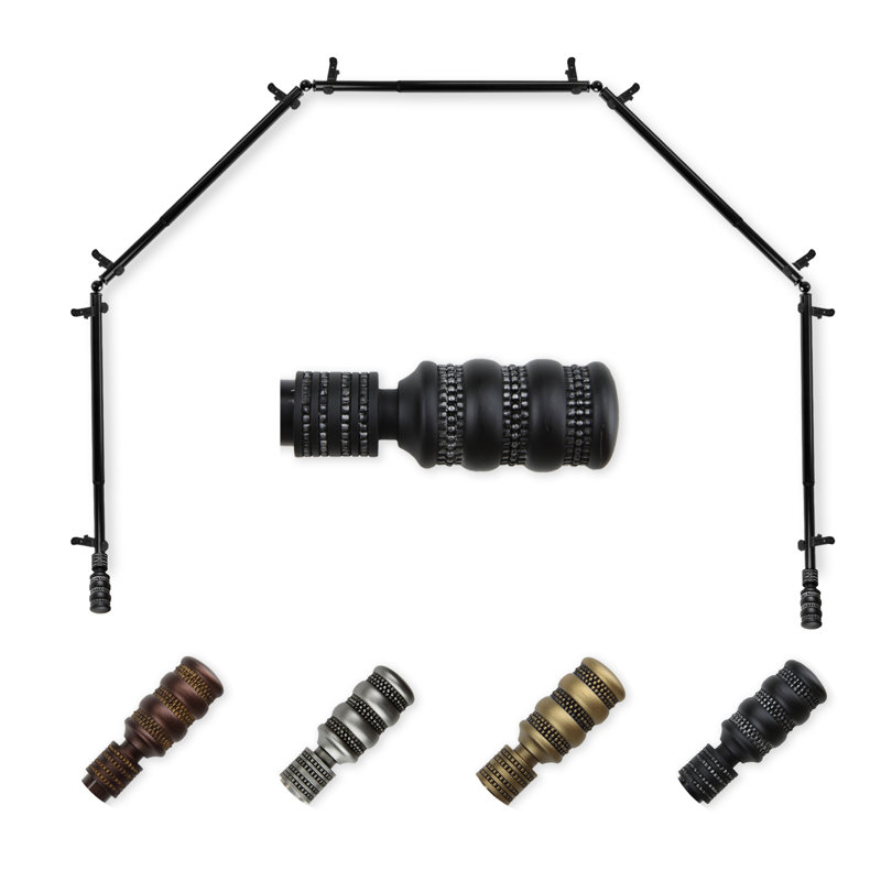 Tringle à rideaux simple 0,81 po Parinaaz, Noir, 18 à 28 po (de chaque côté)
