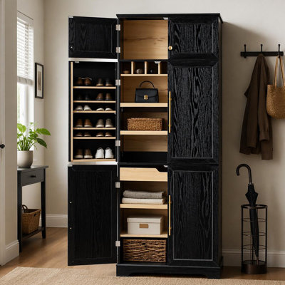 Armoire de cuisine avec tablettes, armoire de rangement avec 4 tablettes réglables, un tiroir caché pour la cuisine, la salle à manger et le salon
