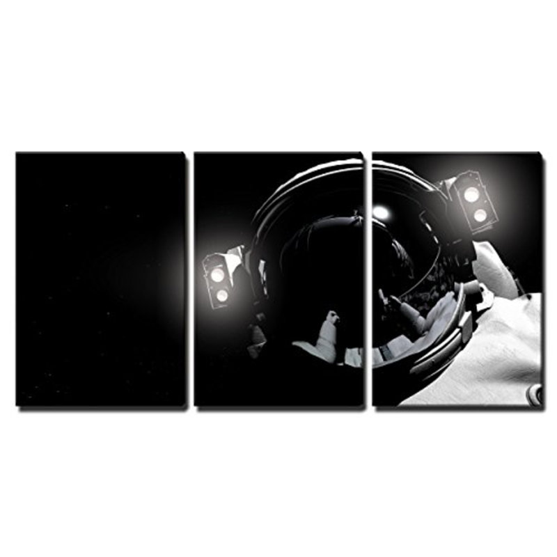 Outer Space " An Astronaut In Outer Space " 3 - Pieces, 36" H x 72" W x 1.5" D